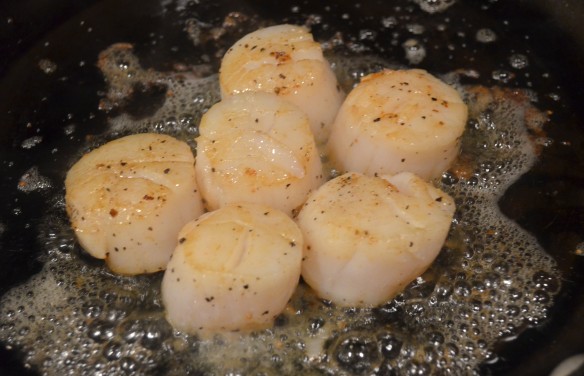 White Chocolate and Tomato Beurre Blanc Scallops + Truffle Risotto