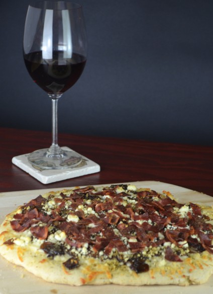 Caramelized Balsamic Onion, Goat Cheese & (Turkey) Bacon Pizza