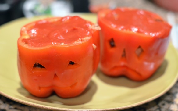 Quinoa Stuffed 'Jack-o'-Lantern' Peppers