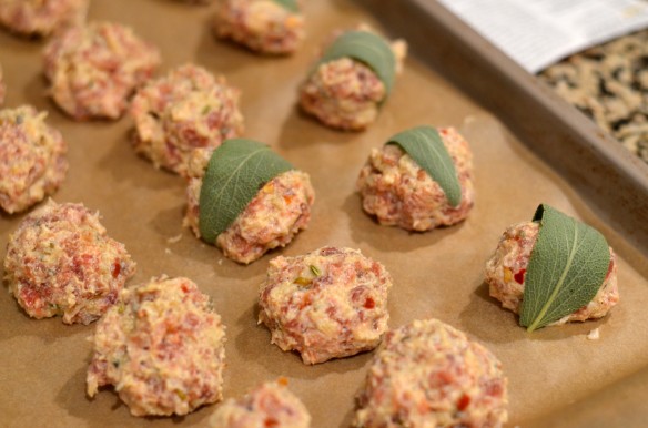 Fried Sage Meatballs + Blue Cheese Avocado Dip