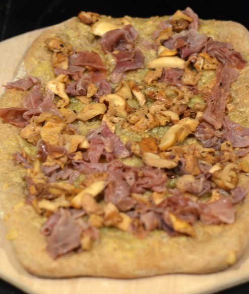 Prosciutto and Chanterelle Pizza