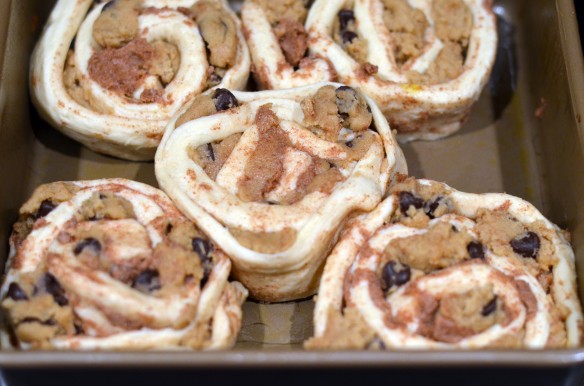 Chocolate Chip Cookie Dough Stuffed Cinnamon Rolls