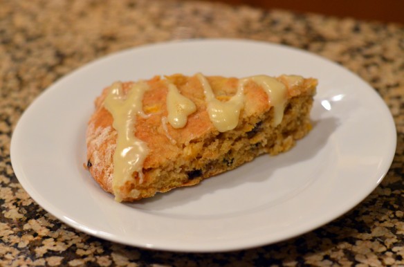 Peach & Dried Blueberry Scones + White Chocolate Glaze