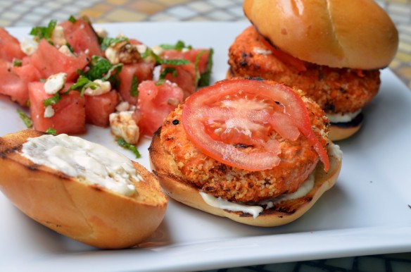 Salmon Burgers with Horseradish Mayo