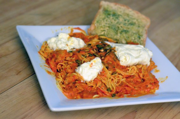 Creamy Pumpkin & Tomato Spaghetti